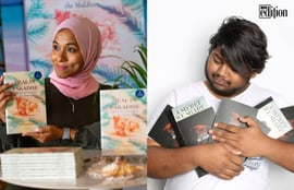 Hawla Riza and Hussain Ali with their poetry work -- Photo: The Edition